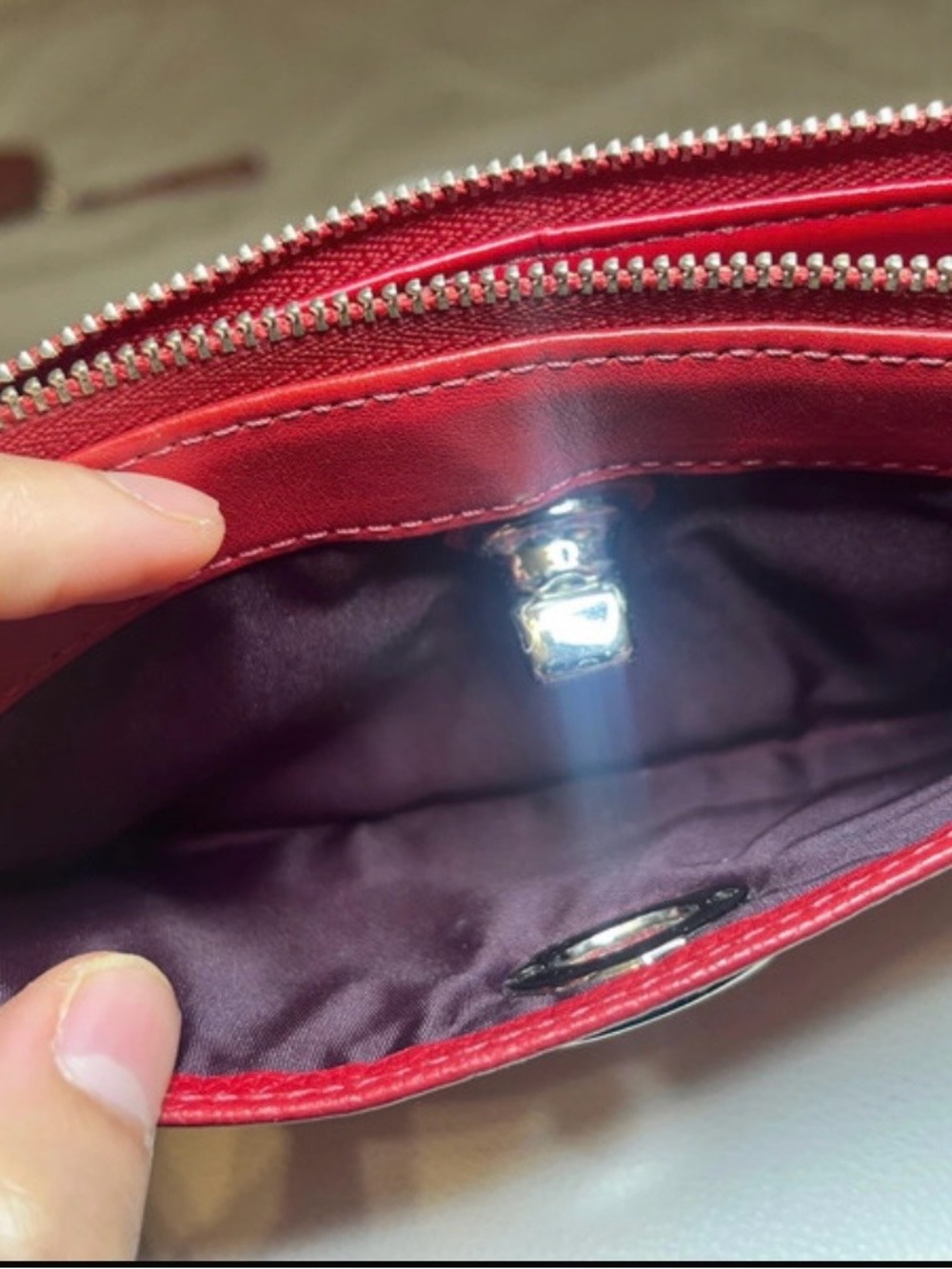 Coach Red Leather Turn-Lock Wristlet Wallet - Picture 4 of 7